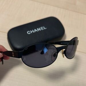 CHANEL Black Oval Sunglasses
